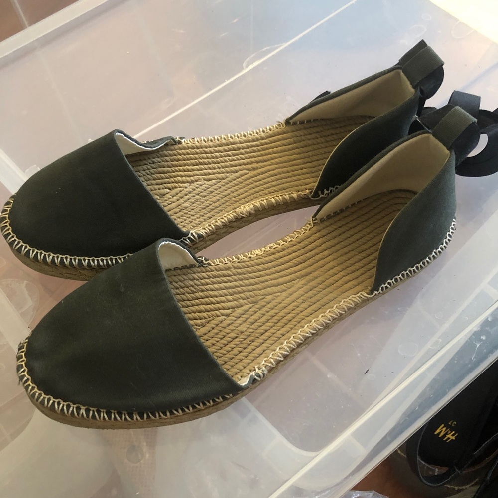 Olive green espadrille flats